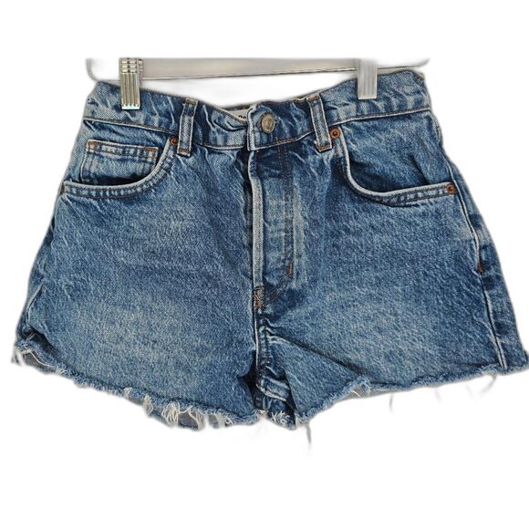 REFORMATION DESTRESSED DENIM SHORT SHORTS - Picture 1 of 3